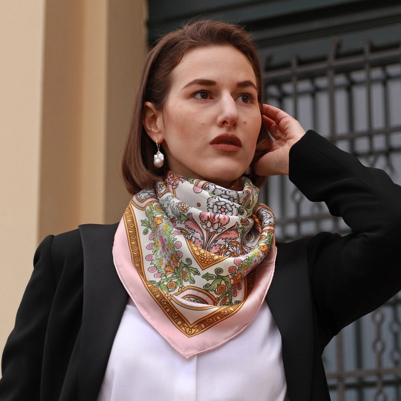 Women's Floral Silk Scarf 100% Silk Twill - Etsy Australia
