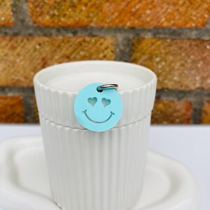 Pastel Acrylic Trolley Token Keyring: Happy Face Shopping Coin Pastel turquoise