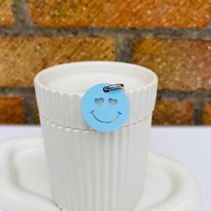 Pastel Acrylic Trolley Token Keyring: Happy Face Shopping Coin Pastel blue