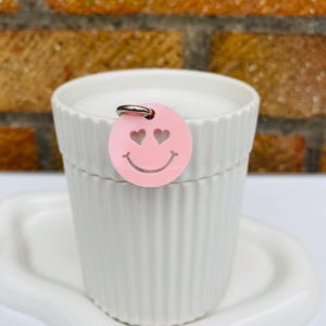 Pastel Acrylic Trolley Token Keyring: Happy Face Shopping Coin Pastel pink