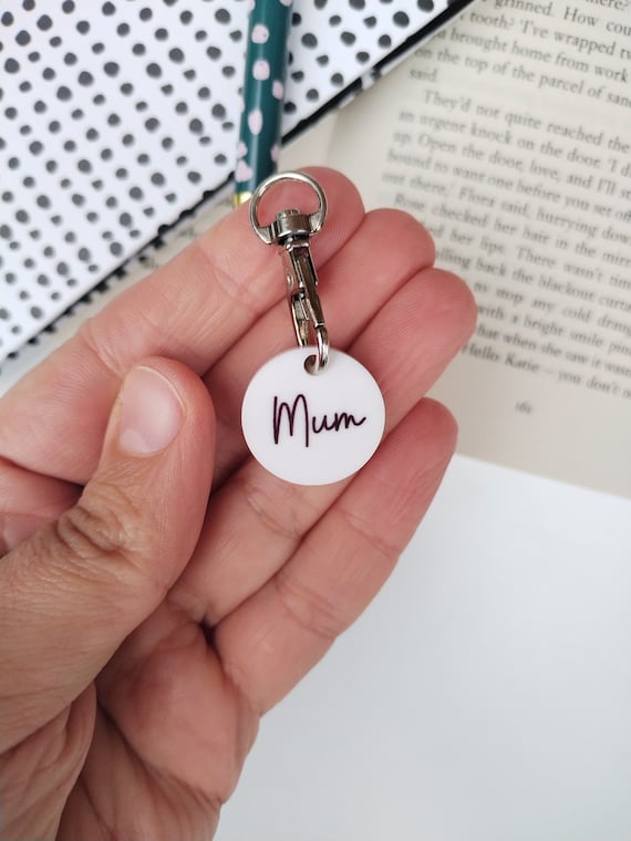 Personalized Acrylic Trolley Token: Custom Bag Charm Keyring UK