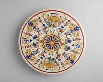 Tablero de mesa de mármol Dyna con obra de arte vintage de Peitra Dura