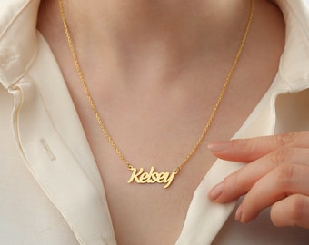 Custom 14K Solid Gold Name Necklace, Gold Name Necklace, Mother's Day Gifts For Grandma, Personalized Jewelry, Gift For Mom, Gift For Her