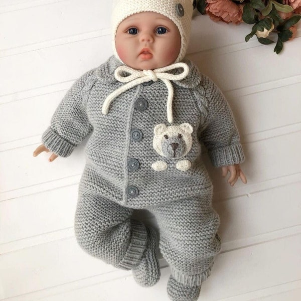 4-teiliger Teddybär-Neugeborenenanzug und Set, Babygeschenk, Abschlusskleid für Neugeborene, Unisex-Babykleidung, Geschenk für Neugeborene, Geschenk zur Heimkehr im Krankenhaus