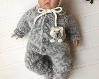 4-delig teddybeer pasgeboren pak en set, babycadeau, pasgeboren baby afstudeerjurk, unisex babykleding, pasgeboren babycadeau, homecoming ziekenhuiscadeau