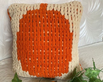 hand knitted halloween pumpkin pillow,Halloween Pumpkin Pillow,Autumn Harvest Halloween,Halloween Pumpkin,Autumn Vibes,Pumpkin Shaped Pillow