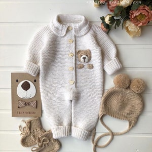 4 Piece Teddy Bear Newborn Suit and Set,baby gift,Newborn Baby Graduation Dress,Unisex Baby Clothes,newbornbaby gift,Homecoming HospitalGift image 7