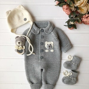 4 Piece Teddy Bear Newborn Suit and Set,baby gift,Newborn Baby Graduation Dress,Unisex Baby Clothes,newbornbaby gift,Homecoming HospitalGift 画像 7