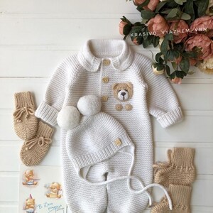 4 Piece Teddy Bear Newborn Suit and Set,baby gift,Newborn Baby Graduation Dress,Unisex Baby Clothes,newbornbaby gift,Homecoming HospitalGift image 2