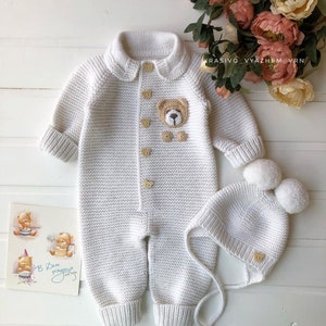 4 Piece Teddy Bear Newborn Suit and Set,baby gift,Newborn Baby Graduation Dress,Unisex Baby Clothes,newbornbaby gift,Homecoming HospitalGift image 5