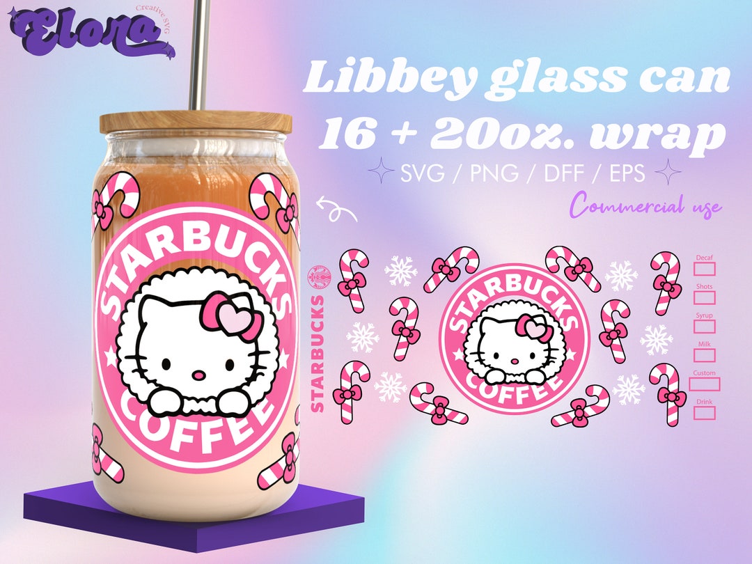 Christmas Pink Kawaii Kitty Coffee Cup Libbey 16 20oz Glass - Etsy