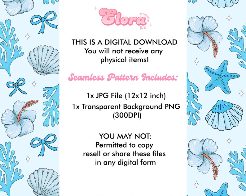 Coquette Ocean Seashell Seamless Pattern PNG, Floral Sea Shell Seamless ...