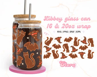 Halloween Witch Chocolate Cookies Glass can 16oz | 20oz wrap SVG, Cute Holiday Candy Cookies cup wrap, Spooky Tumbler PNG, Witchcraft Svg