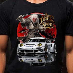 911 Turbo Sportscar Samurai Monkey Warrior T-Shirt – Widebody Car, Japanese Street Racing Inspired Apparel