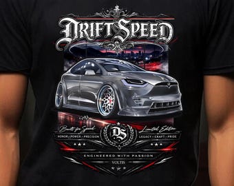 Tesla Model X T-Shirt – Electric Performance SUV Graphic Tee – Futuristic Car Shirt – EV Streetwear – Drift Speed Automotive Design