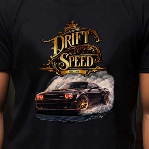 Camiseta Drift Speed | Ilustração de Muscle Car Vintage, Camiseta de Performance