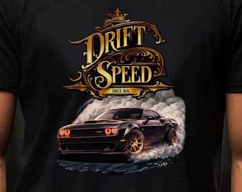 Drift Speed T-Shirt | Vintage Muscle Car Illustration, Performance Tee