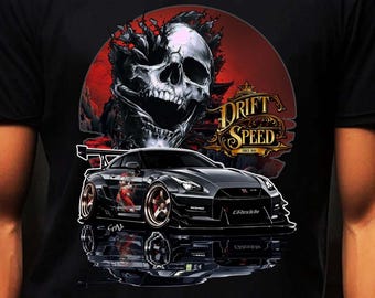 Nissan Skyline GTR Nismo Drift Car T-Shirt, Anime Street Racing Art Tee, Supercar Tshirt