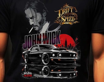 Action Hero Portrait Tee | Dark Assassin Muscle Car Shirt | Retro American V8 Graphic Tee