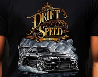Nissan R34 Skyline Widebody T-Shirt  JDM Tuner Car Graphic Tee
