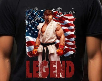 Chuck Norris Martial Legend T-Shirt, Patriotic Fighter USA Flag Graphic Tee