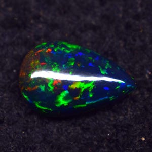 AAA++ Grade Black Ethiopian Welo Opal Cabochon Gemstone Pear Shape Opal Healing Opal October Birthstone Unique Fire Opal Bluish Fire Opal