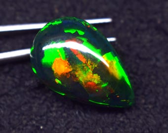 100 % naturlig sällsynt mönster svart opal cabochon ädelsten, vintage eldopal, päronformad opal, alla hjärtans dag-present, lös svart opal