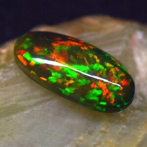 AAA+ Grade PATTERN FIRE Black Opal Cabochon Gemstone For Making Jewelry, Vintage Fire Opal, Long Oval Shape Opal, valentine&#39;s day gift| Opal
