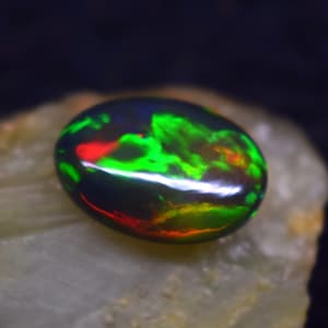 Ethiopian Black Opal Oval Shape, 18x13x6 mm Size, Greenish Fire Opal 8.5 Carats Size Opal, October Birthstone Opal for Making Pendant