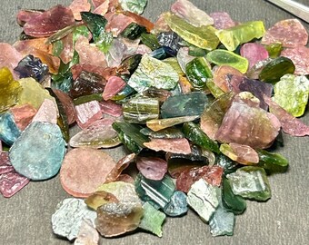 100% Natural Multi Tourmaline Rough And Slices| Loose Tourmaline Rough| Bio Tourmaline Rough| Untreated Tourmaline| Fresh Raw.