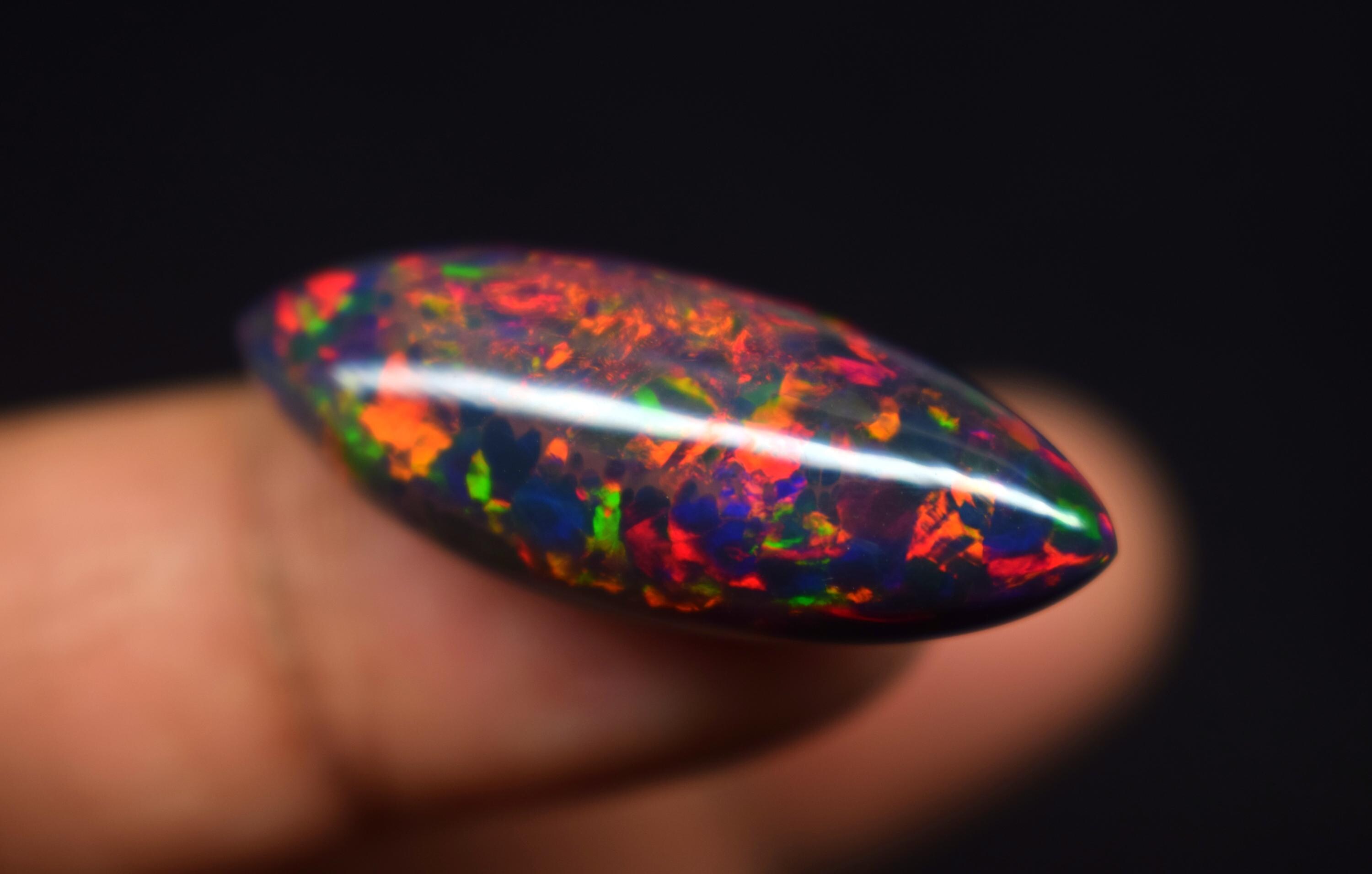 14Cts Big Size Marquise Shape Black Opal Cabochon| Reddish Fire Opal| Dragon Fire Opal| Big Size Marquise Shape Black Opal