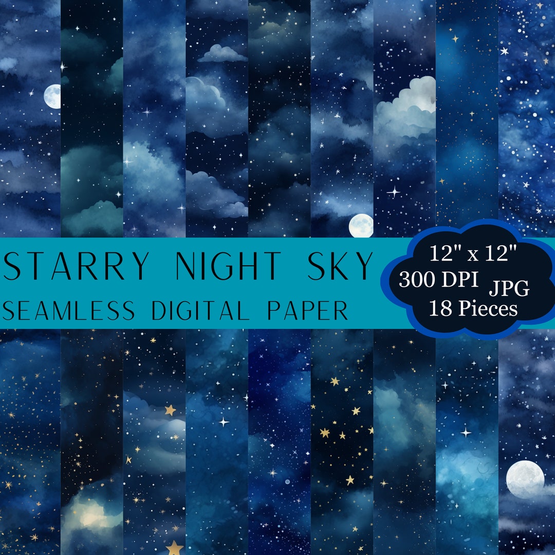 Starry Sky Digital Paper Printable Seamless Pattern Night Sky - Etsy
