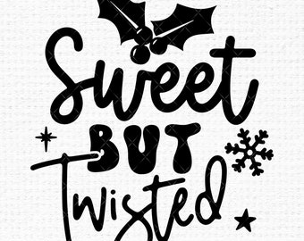 Sweet but Twisted Svg files for Cricut, Funny Cute Retro Merry Christmas svg for shirts, Sublimation Png Clipart Sticker, Instant Download