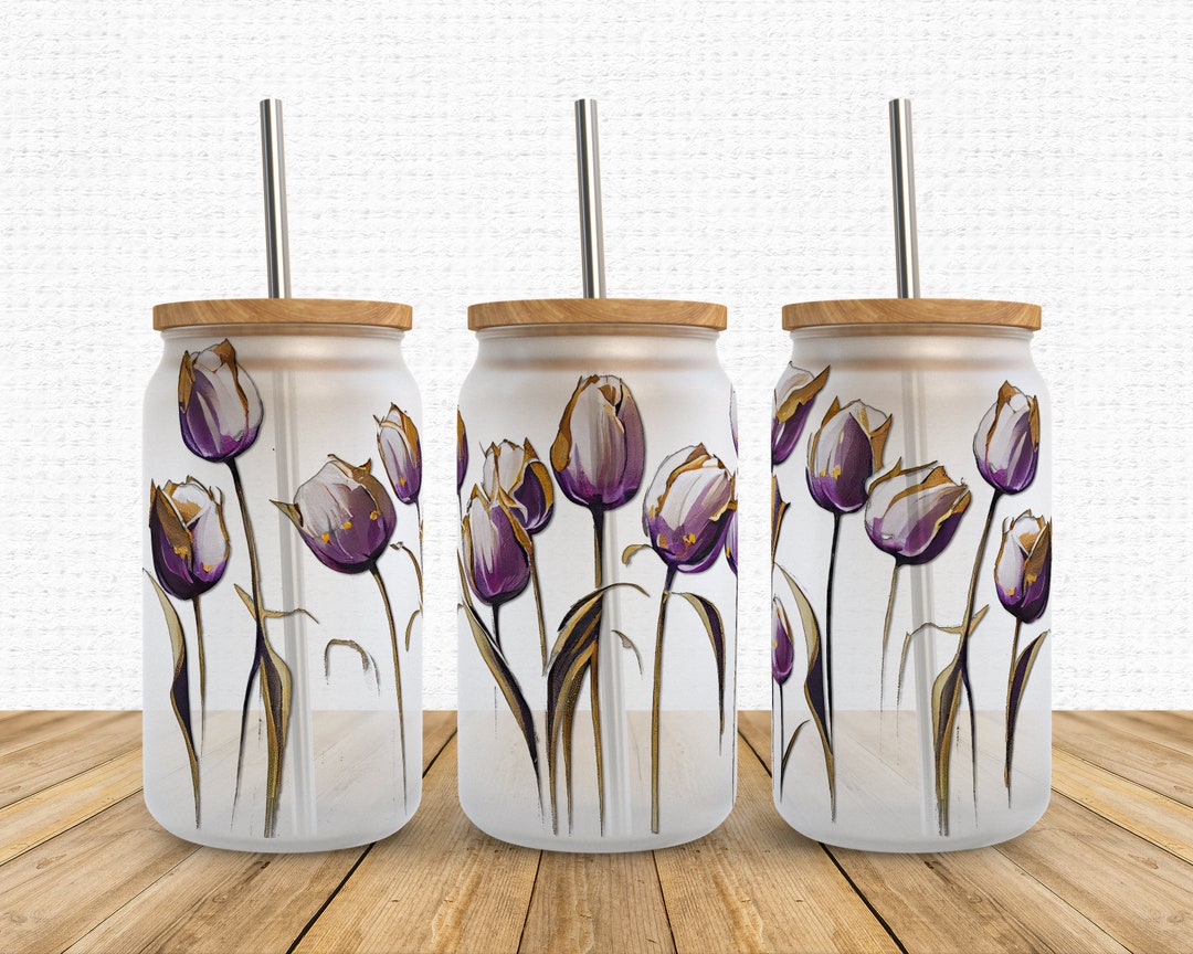 Spring Tulip Png 16oz Libbey Glass Can Tumbler Sublimation Design, Boho ...
