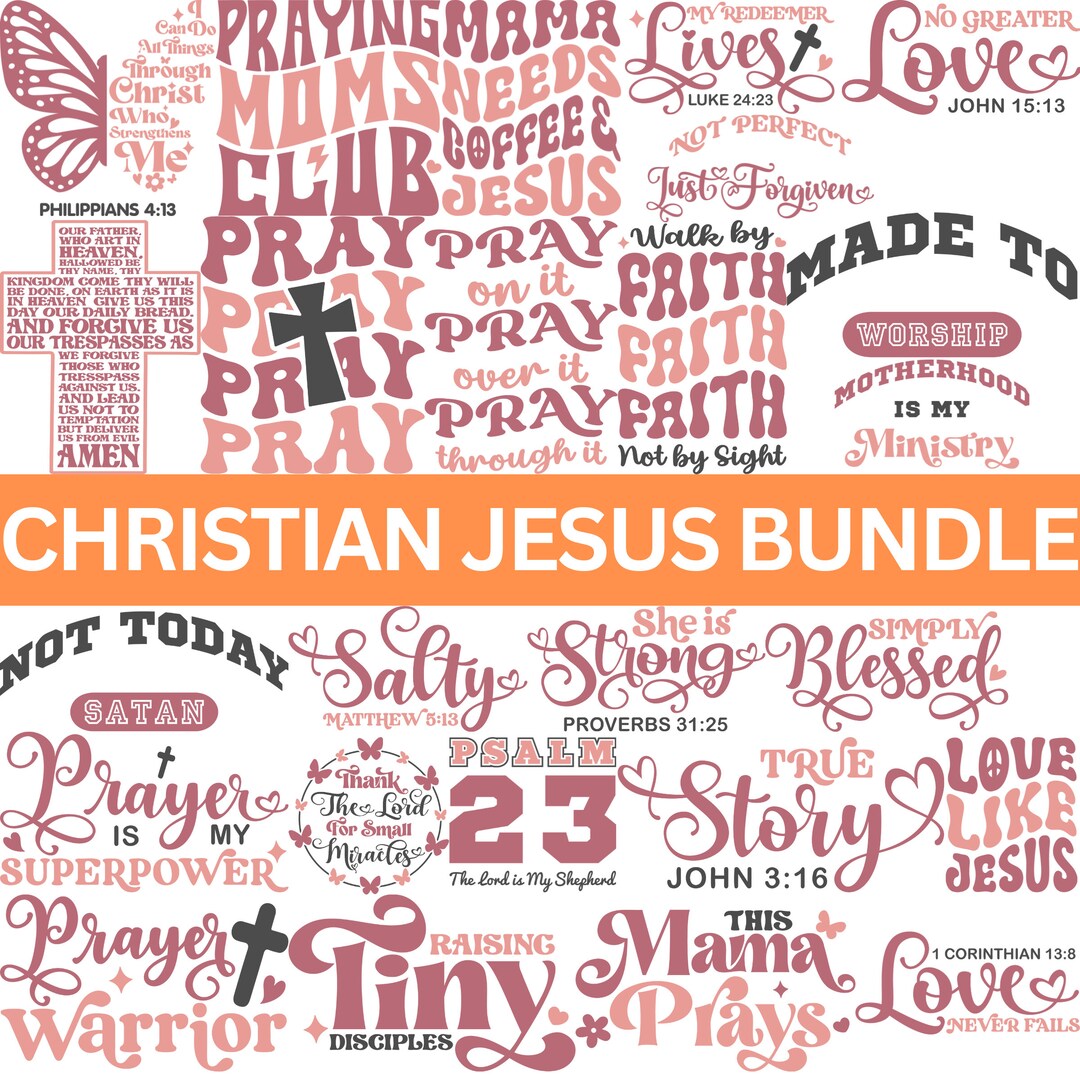 Christian Jesus Bundle Svg Files for Cricut, Retro Religious Bible ...