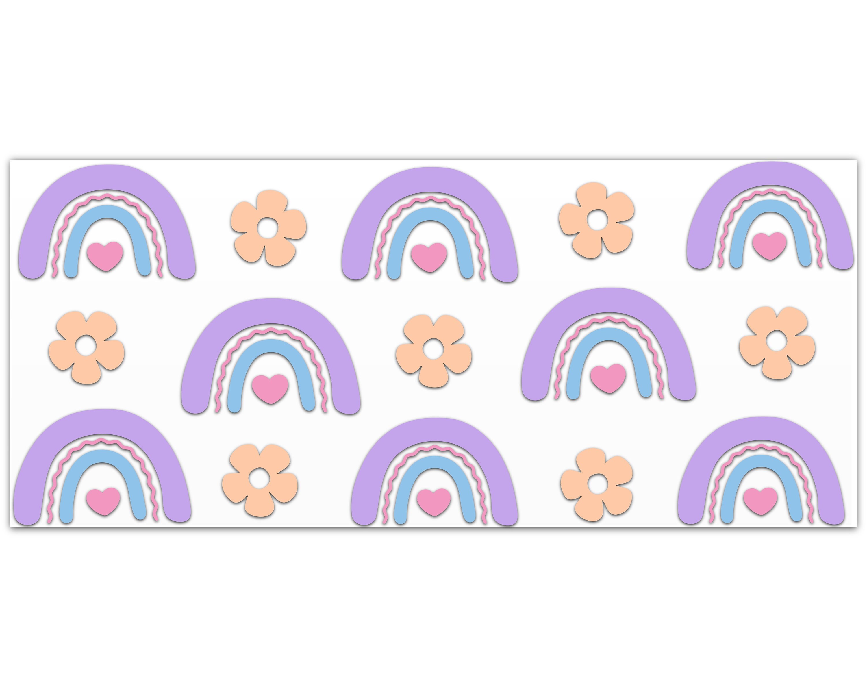 Boho Rainbow Svg Libbey Glass Wrap Svg, Groovy Summer Floral 16oz Libby ...