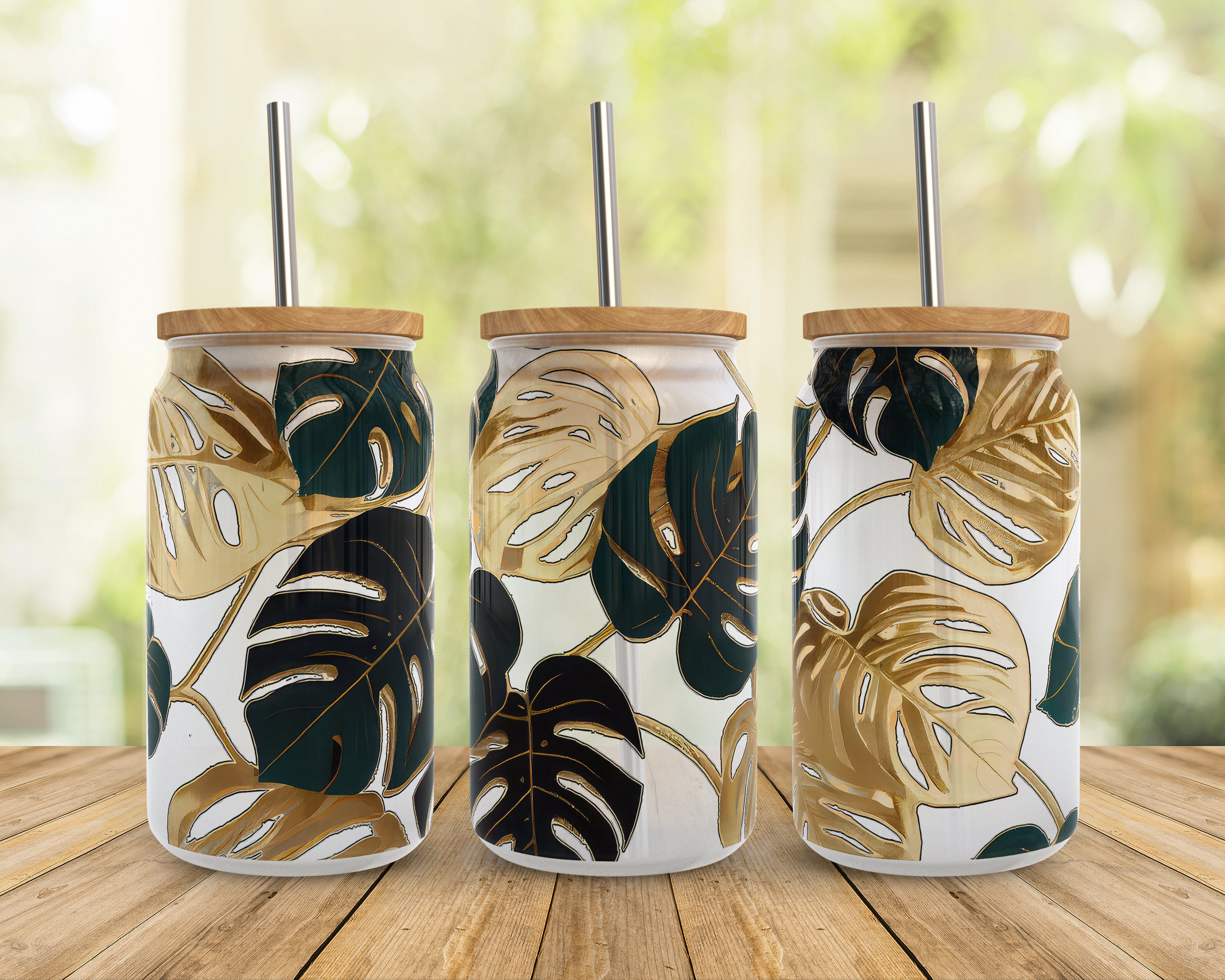Monstera Leaves Png Libbey Glass Wrap Png, Summer Tropical 16oz Libby ...