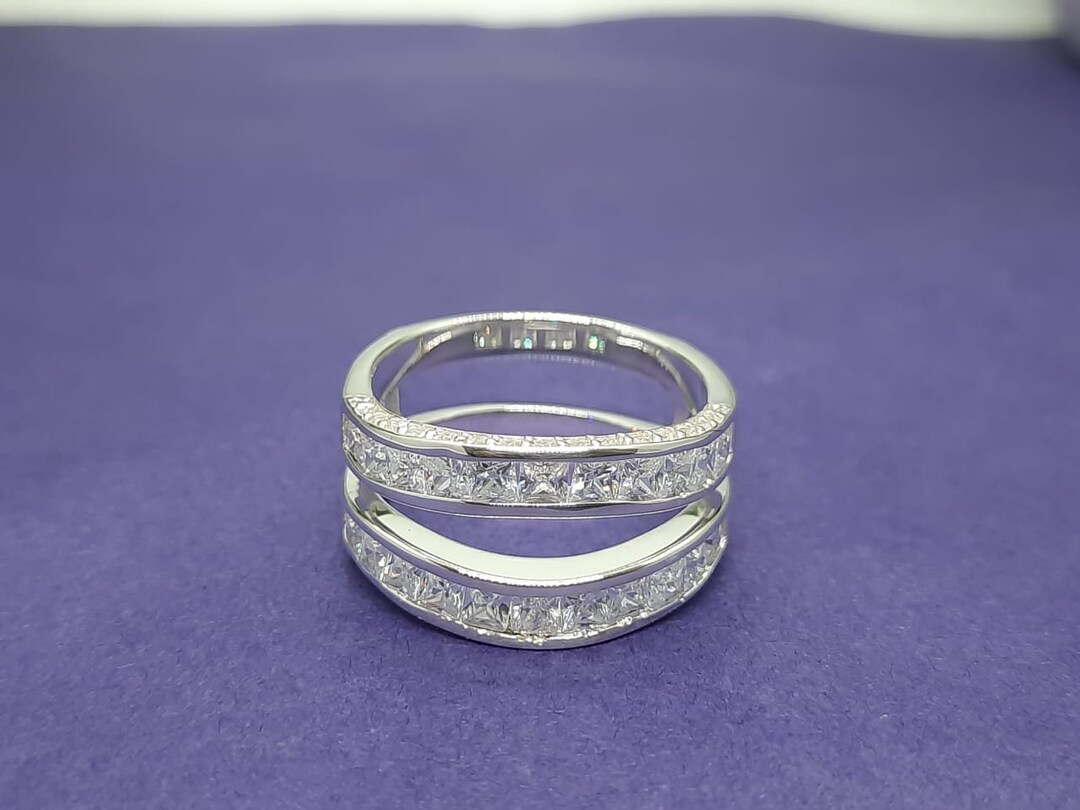 Wrap Ring, Enhancer Ring, Princess Cut Diamond Ring,silver Wrap Ring ...