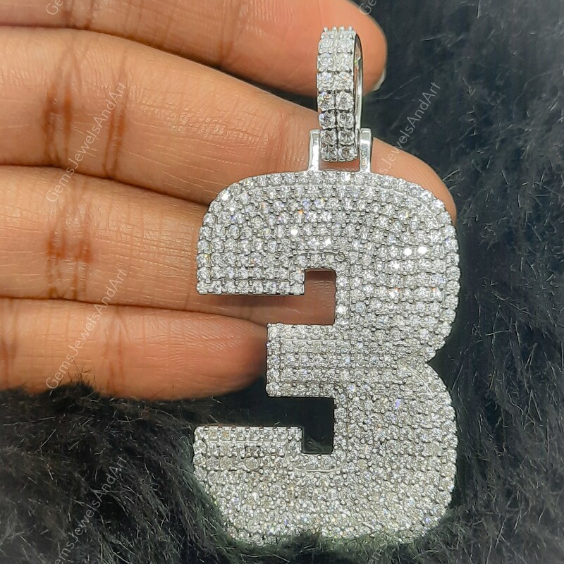 Iced Out Number Pendant - Etsy