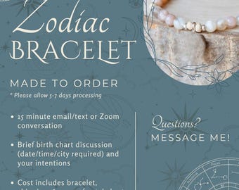Consultation for Custom Zodiac Bracelet – Astrology Jewelry with Natural Gemstone, Personalized Gift