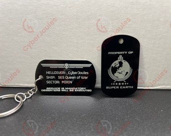 Aangepaste Helldivers 2 geïnspireerd gegraveerde dog tag | Sleutelhanger | Ketting | Gamer | Geschenk