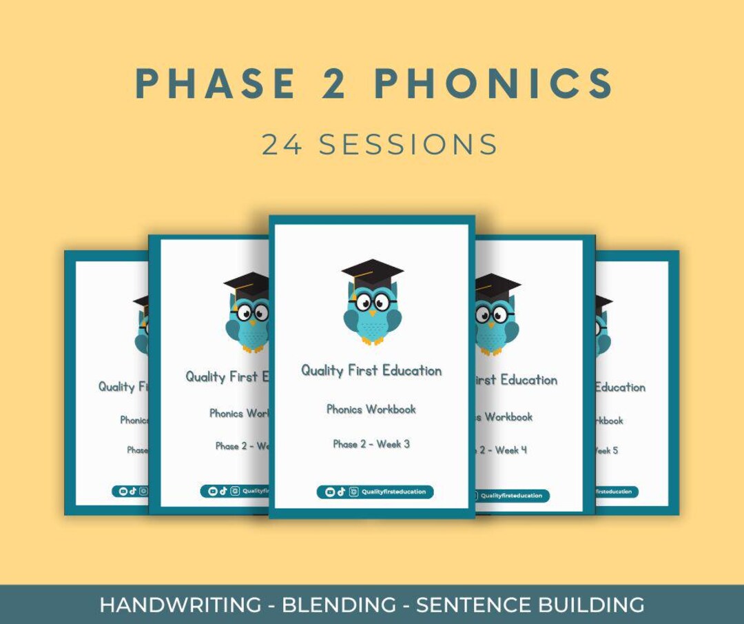 Complete Phase 2 Phonics Workbook Bundle | 5 Weeks, 23 Lessons + Tricky ...