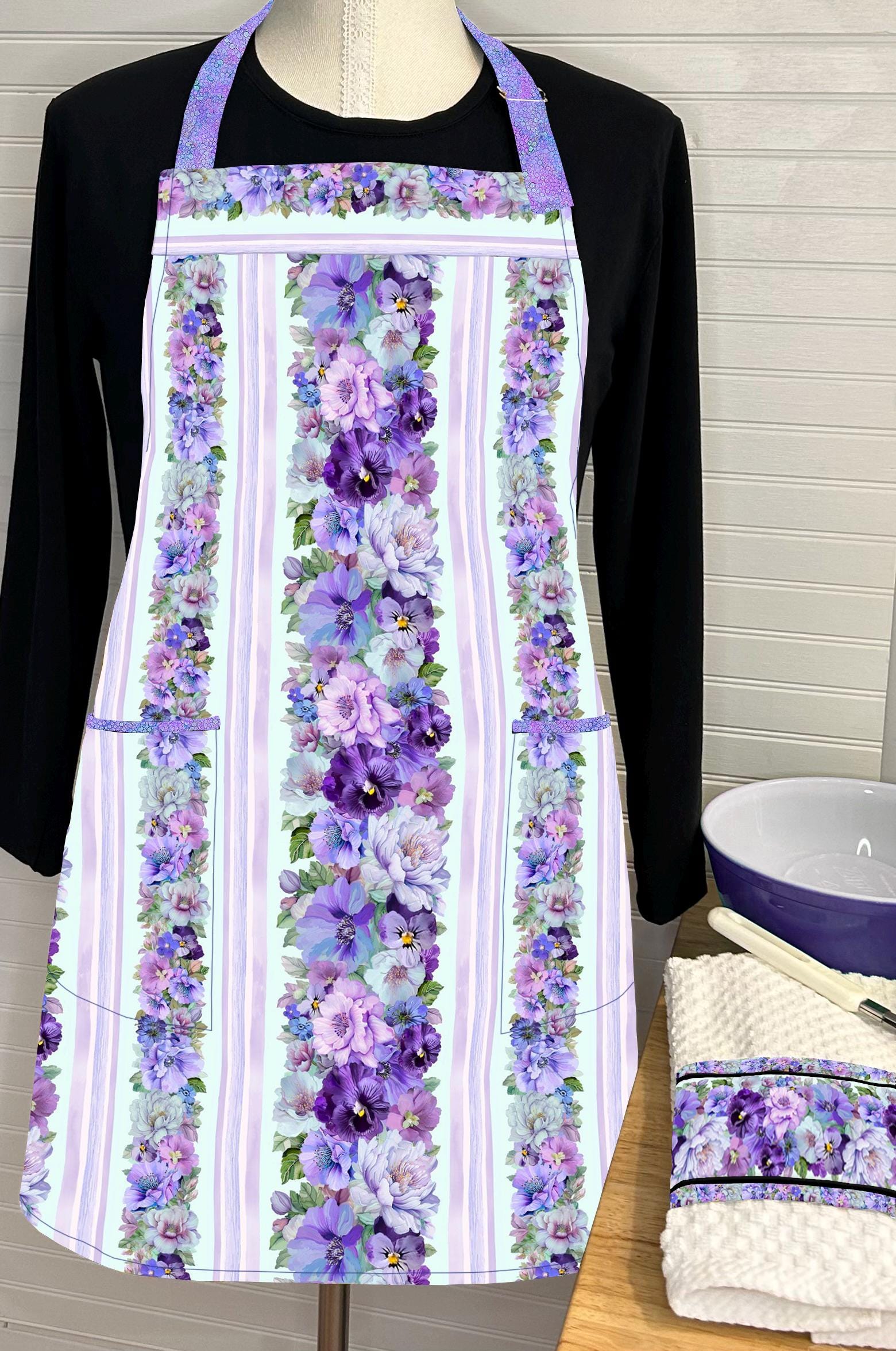 Border Stripe Apron & Towels Pattern - Etsy