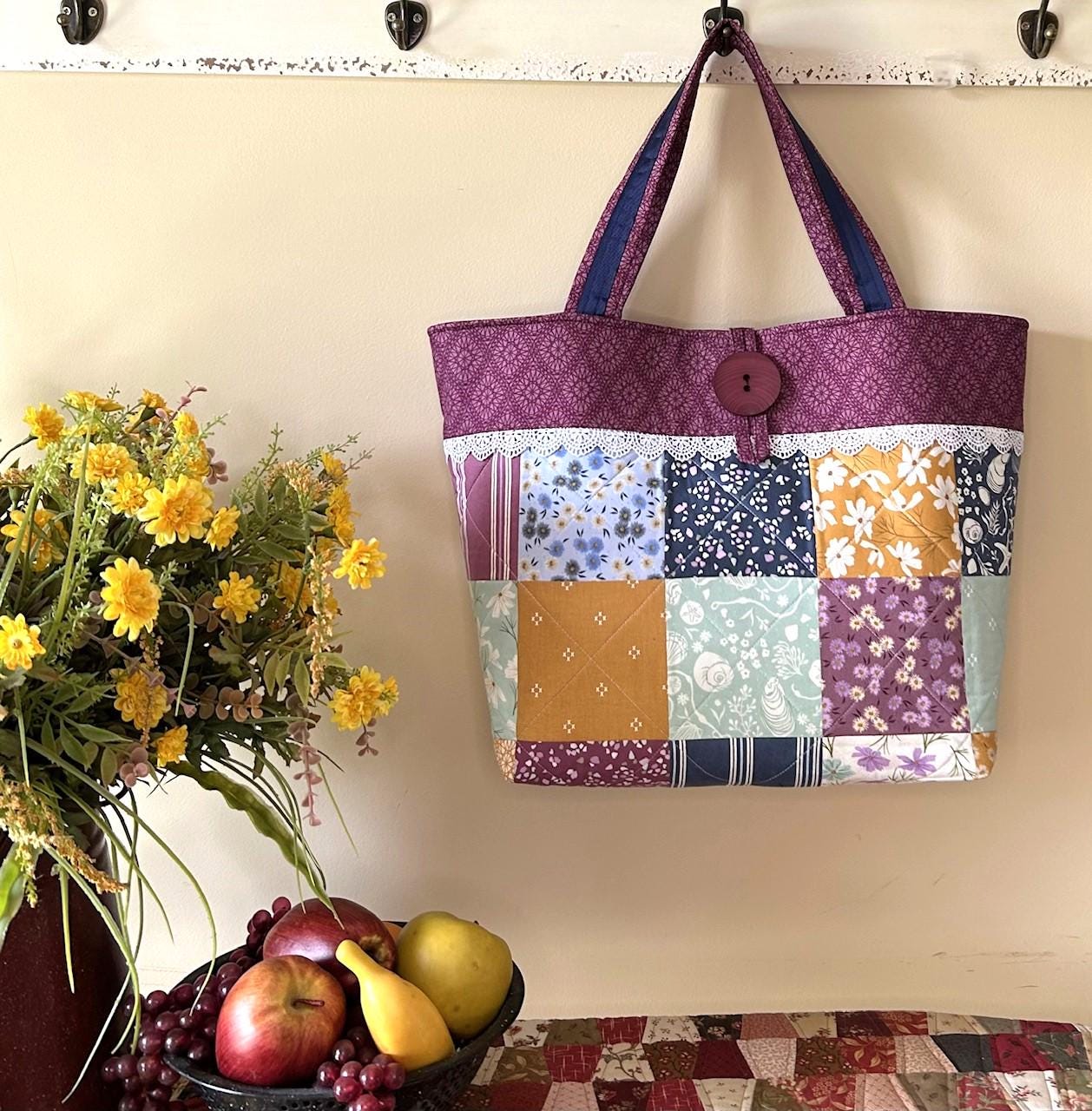 Charming Button Tote Bag Pattern - Etsy