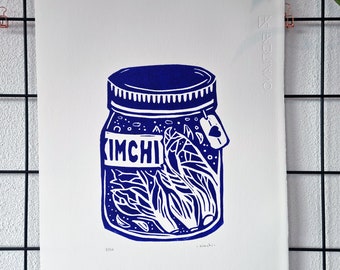 Kimchi - gistpot - originele linosnede print