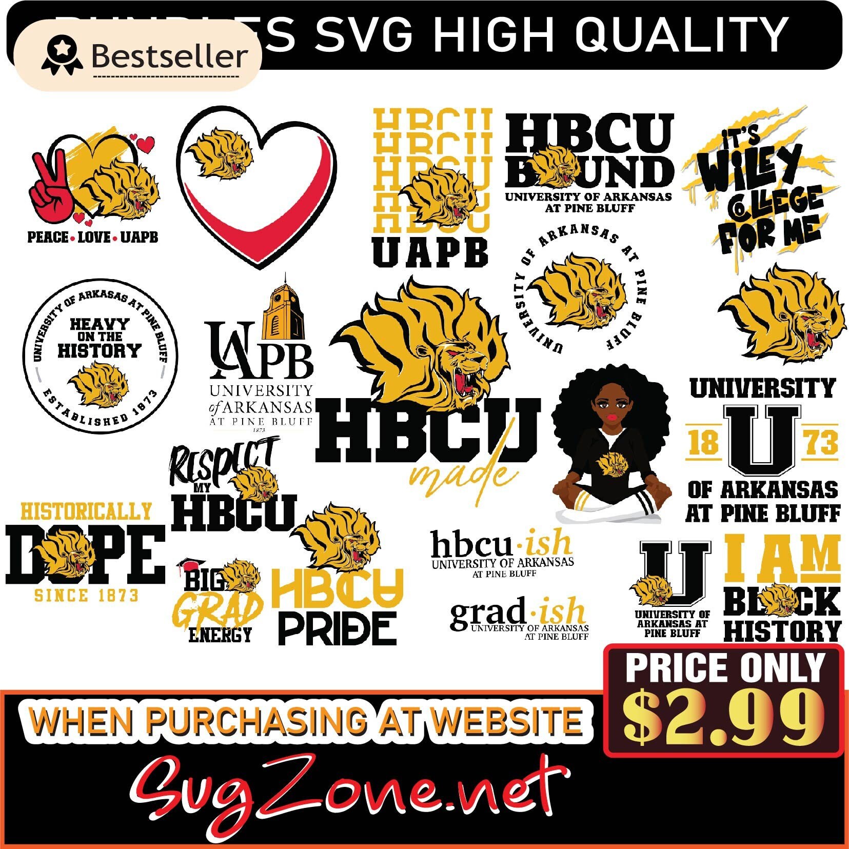 University of Arkansas at Pine Bluff UAPB Golden Lions Gift Ideas For  Graduation Birthdays Christmas College Presents Unique Gifts Art