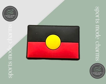 Croc Charm Pin Badge Cute Charms - Aboriginal Flag Australia - Kids Rubber Custom SportsModeCharms