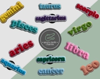 Croc Charm Pin Badge Cute Charms - Star Signs Zodiac Horoscope Astrology - Kids Rubber Custom SportsModeCharms