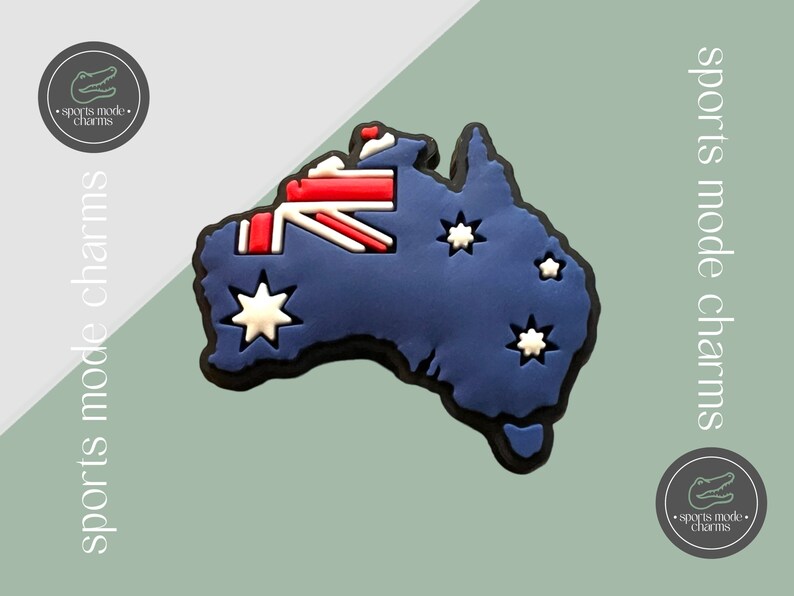 Insigne à breloque croco breloques mignonnes carte australienne kangourou australien caoutchouc personnalisé pour enfants SportsModeCharms image 1
