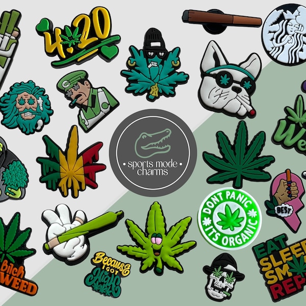 Croc Charm Pin Badge Cute Charms - Weed High Leaf Rasta Bake Skunk - Kids Rubber Custom SportsModeCharms